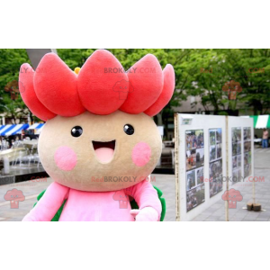 Mascot bonita flor de loto rosa y verde - Redbrokoly.com