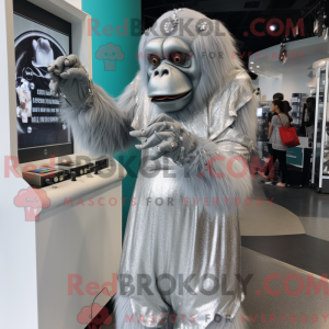 Sølv Gorilla maskot kostume...