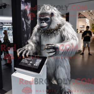 Sølv Gorilla maskot kostume...