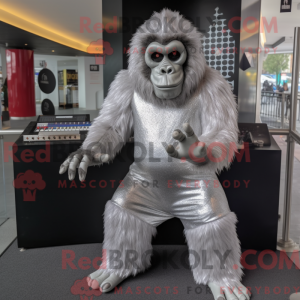 Sølv Gorilla maskot kostume...