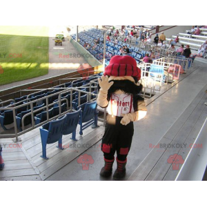Mascot hombre bigotudo con una gran gorra roja - Redbrokoly.com