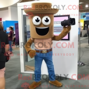 Brown Camera mascot costume...