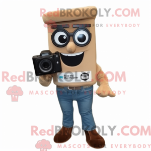 Brun kamera maskot kostume...