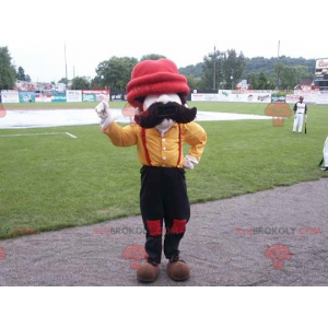 Mascot hombre bigotudo con una gran gorra roja - Redbrokoly.com