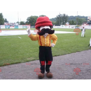 Homem mascote de bigode e boné vermelho - Redbrokoly.com