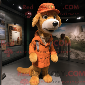 Orange Hunde maskot kostume...