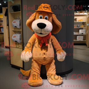 Orange Hunde maskot kostume...