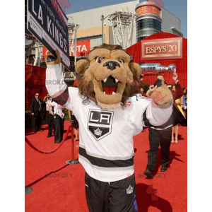 Brown lion mascot with a large hairy mane - Redbrokoly.com