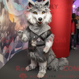 Silver Wolf mascot costume...