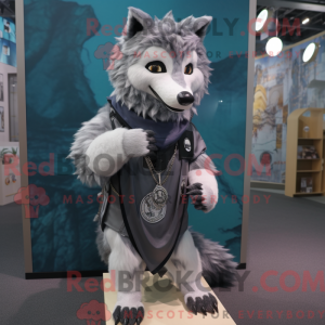 Silver Wolf mascot costume...