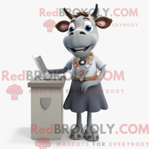 Grå Guernsey Cow maskot...
