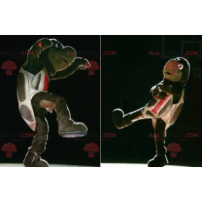 Mascote gigante tartaruga marrom e amarela - Redbrokoly.com