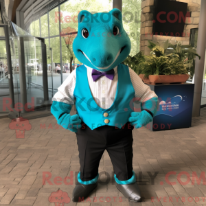 Turquoise Armadillo mascot...