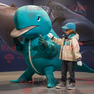 Teal Buckelwal Maskottchen...