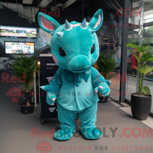 Teal Rhinoceros mascot...