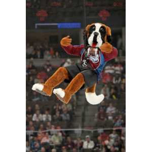 Mascotte de Saint-Bernard tricolore en tenue de sport -