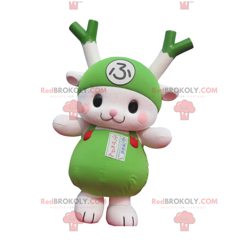 Mascota de puerro verde y conejo vegetal verde - Redbrokoly.com