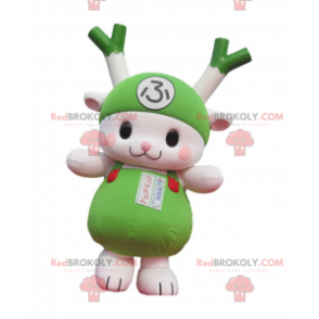 Green leek mascot and green vegetable rabbit - Redbrokoly.com