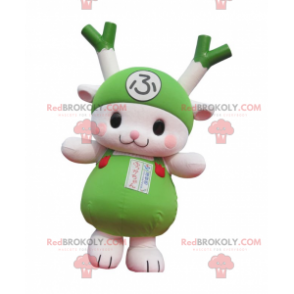 Mascotte de poireau vert et blanc de lapin de légume vert -