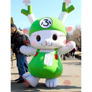 Mascota de puerro verde y conejo vegetal verde - Redbrokoly.com