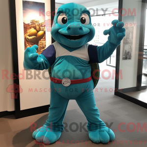 Teal Turtle Maskottchen...