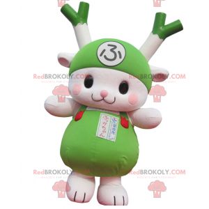 Mascote verde alho-poró e coelho vegetal verde - Redbrokoly.com