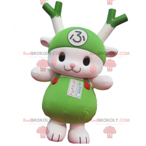 Mascotte de poireau vert et blanc de lapin de légume vert -