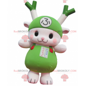 Mascotte de poireau vert et blanc de lapin de légume vert -