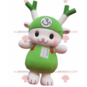 Zelený pórek maskot a zelený zeleninový králík - Redbrokoly.com