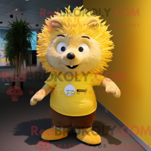 Gul pindsvin maskot kostume...