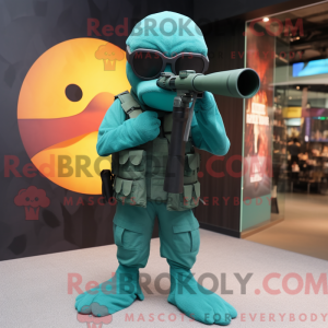 Teal Sniper mascottekostuum...