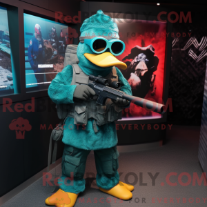 Teal Sniper mascottekostuum...