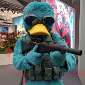 Teal Sniper mascottekostuum...