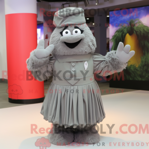 Gray Army Soldier mascot...