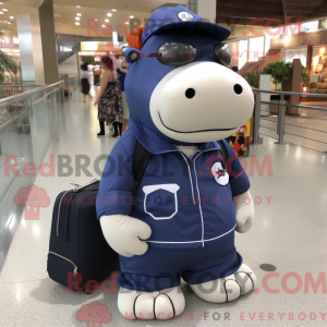 Navy Hippopotamus maskot...