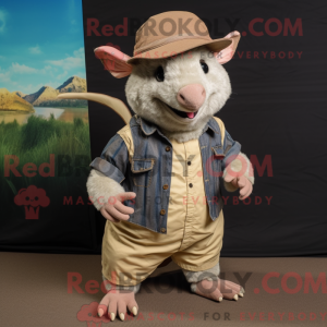 Beige Armadillo maskot...
