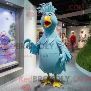 Cyan Rooster maskot kostume...