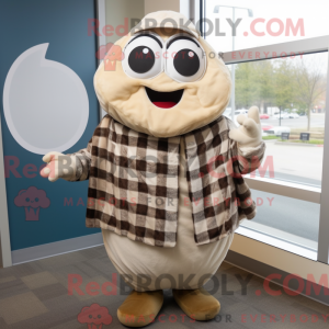 Beige Oyster mascot costume...