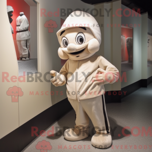 Beige Mime maskot kostume...