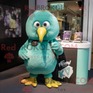 Teal Kiwi mascot costume...