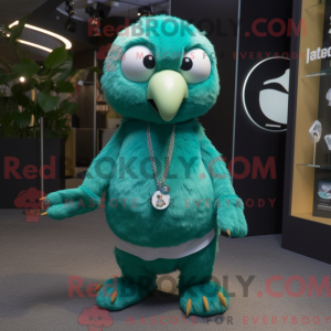 Teal Kiwi mascot costume...