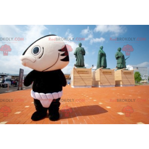 Mascotte de poisson géant noir et blanc rigolo et original -