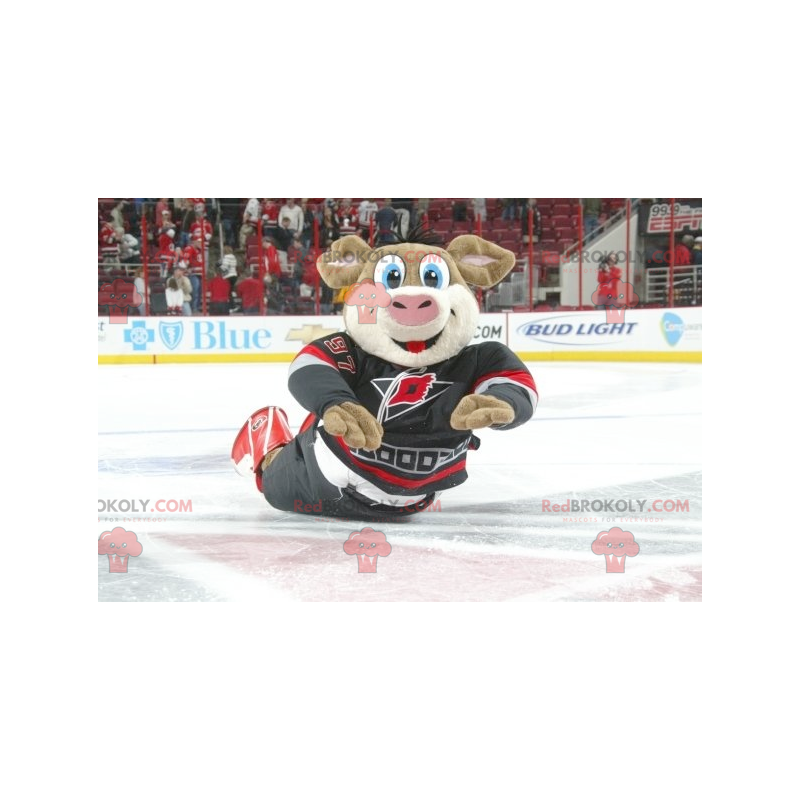 Brun gris maskot med blå øjne i sportstøj - Redbrokoly.com Brun gris maskot med blå øjne i sportstøj - Redbrokoly.com
