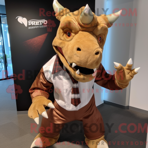 Brown Triceratops mascot...