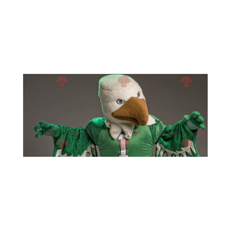 Mascota águila gigante blanca y verde - Redbrokoly.com