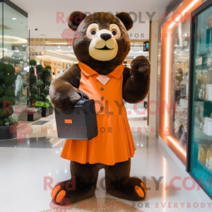 Orange Brillebjørn maskot...
