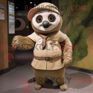 Tan Sloth maskotdraktfigure...