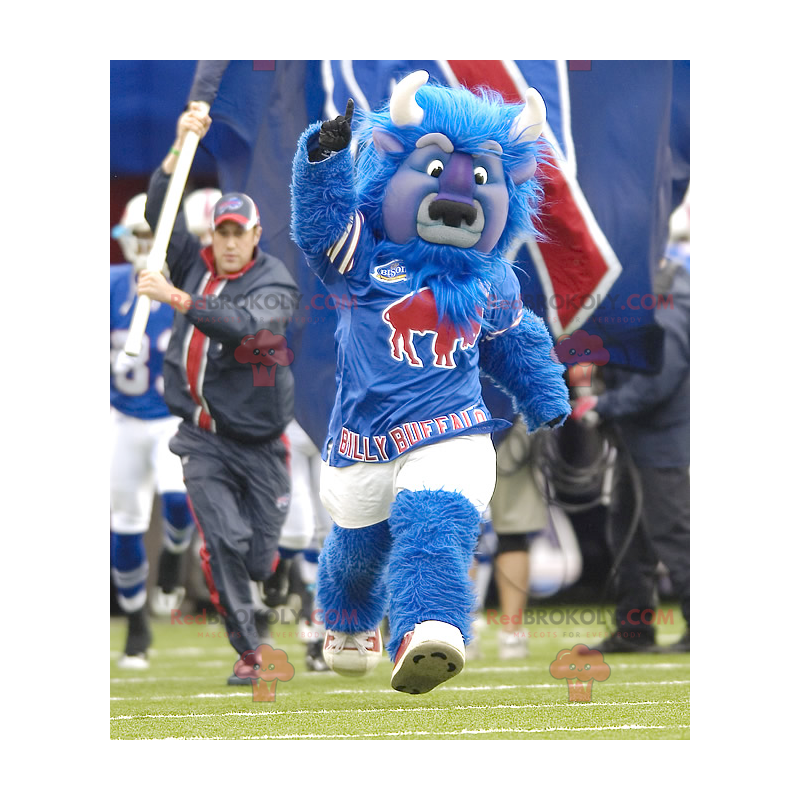 Mascotte de buffle de taureau bleu tout poilu - Redbrokoly.com Mascotte de buffle de taureau bleu tout poilu - Redbrokoly.com