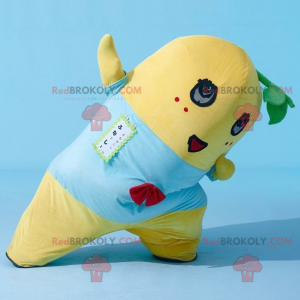 Mascotte de peluche jaune de bonhomme souriant - Redbrokoly.com