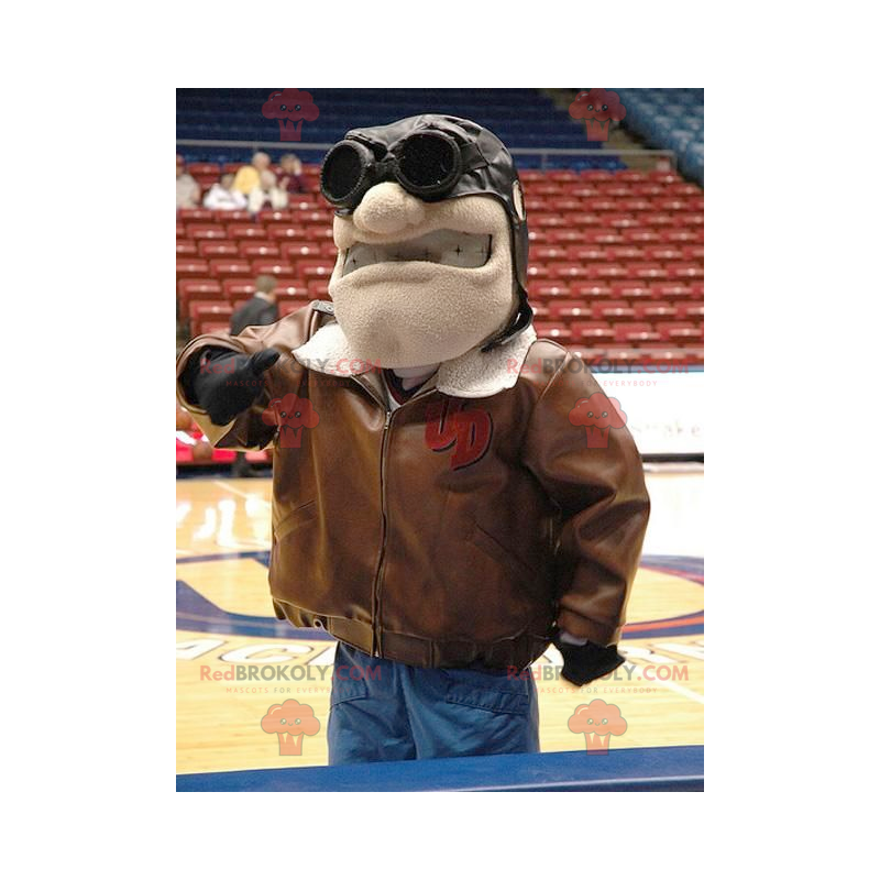 Aviator mascot with a brown jacket and glasses - Redbrokoly.com